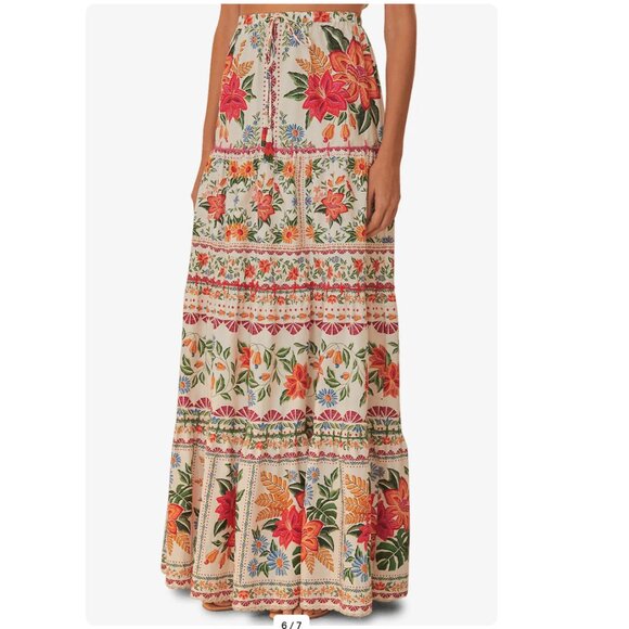 Farm Rio Off-White Bloom Garden Maxi Skirt - XXS